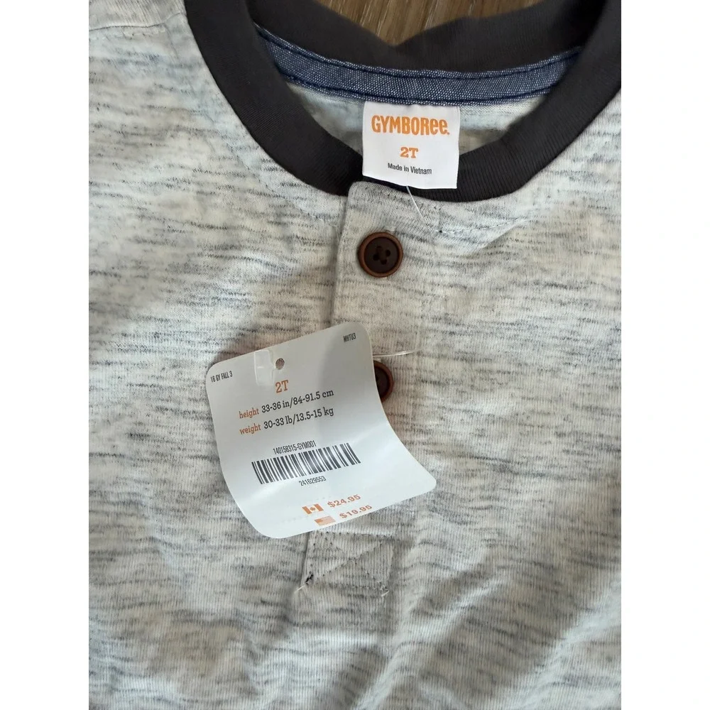 Gymboree Striped Henley Long Sleeve Shirt Bundle Kids 2T Navy Gray NWT 2pk